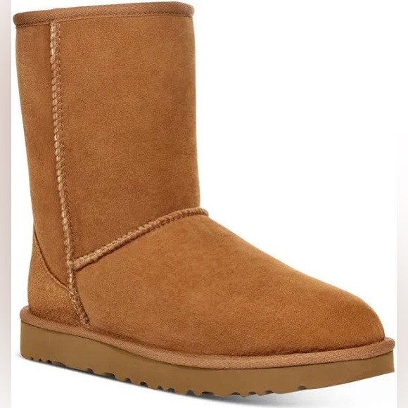UGG Brown Classic tan Chestnut caramel Short warm comfy cabin Shearling Boots 9 - Picture 7 of 16